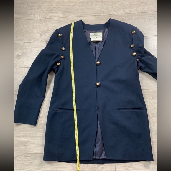 Pierre Balmain Vintage Navy Blue Wool Blazer Skirt Set - Picture 10 of 16